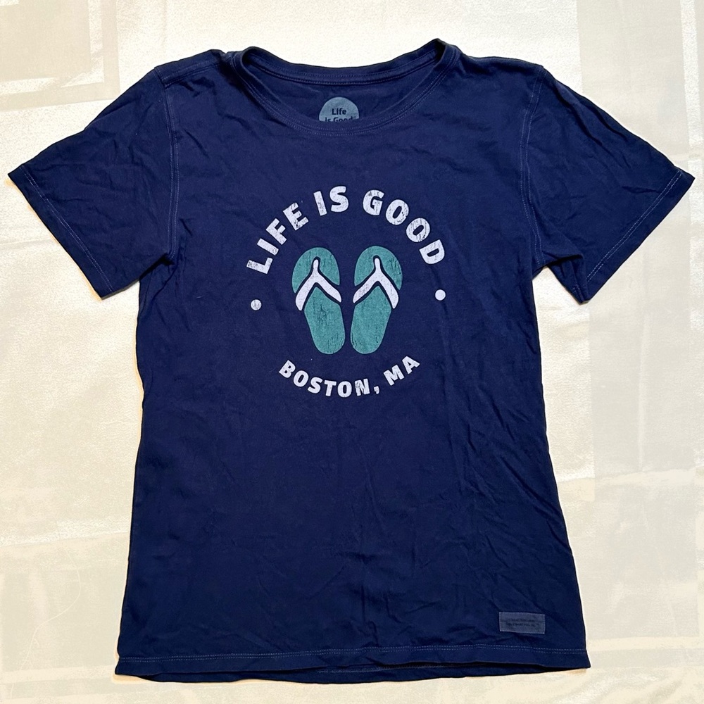 Life is Good Navy Blue Boston Women’s T-Shirt S